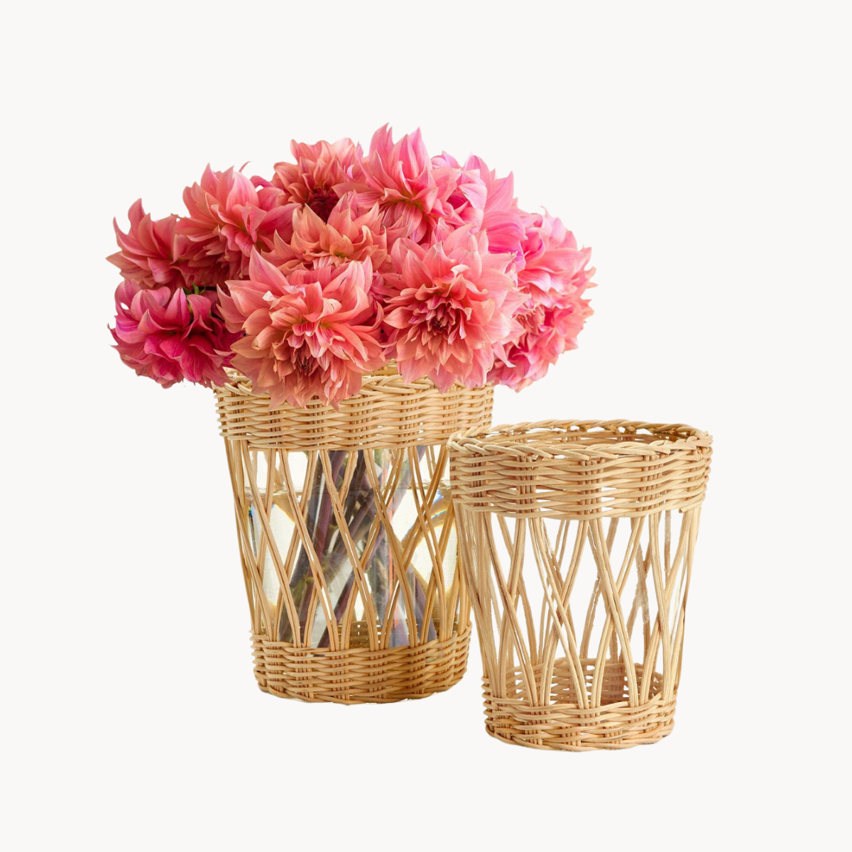 Set of 2 Wicker Vases