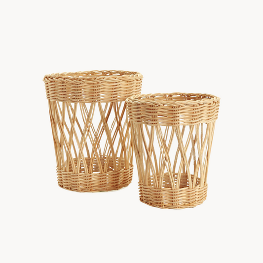 Set of 2 Wicker Vases