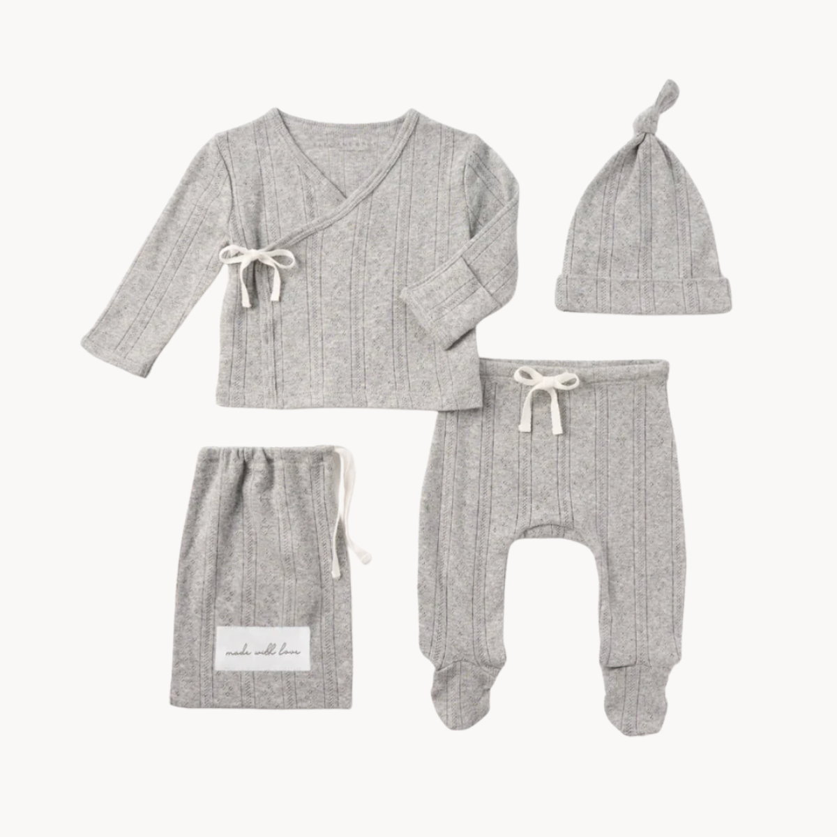 Gray Pointelle Gift Set