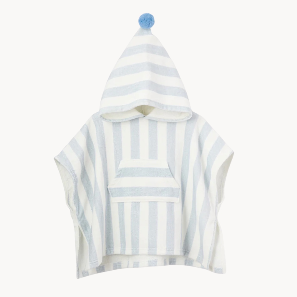 Blue Stripe Hooded Terry Poncho