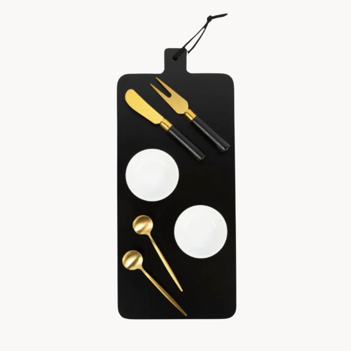 7 Piece Black Charcuterie Board Gift Set: Black