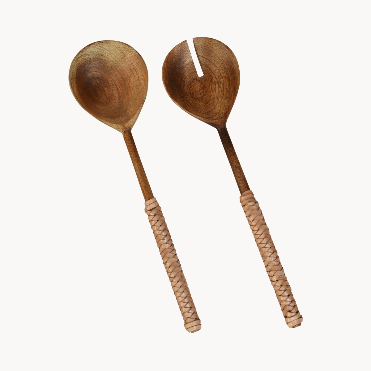 Wood & Leather Salad Servers