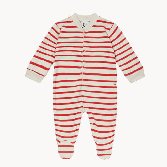 Classic Red & Oatmeal Stripe Onesie