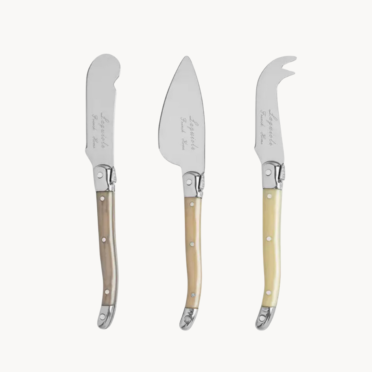 Laguiole 3-Piece Mother of Pearl Cheese Knife Set