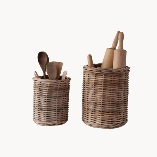Hand Woven Wicker Baskets (Set of 2)