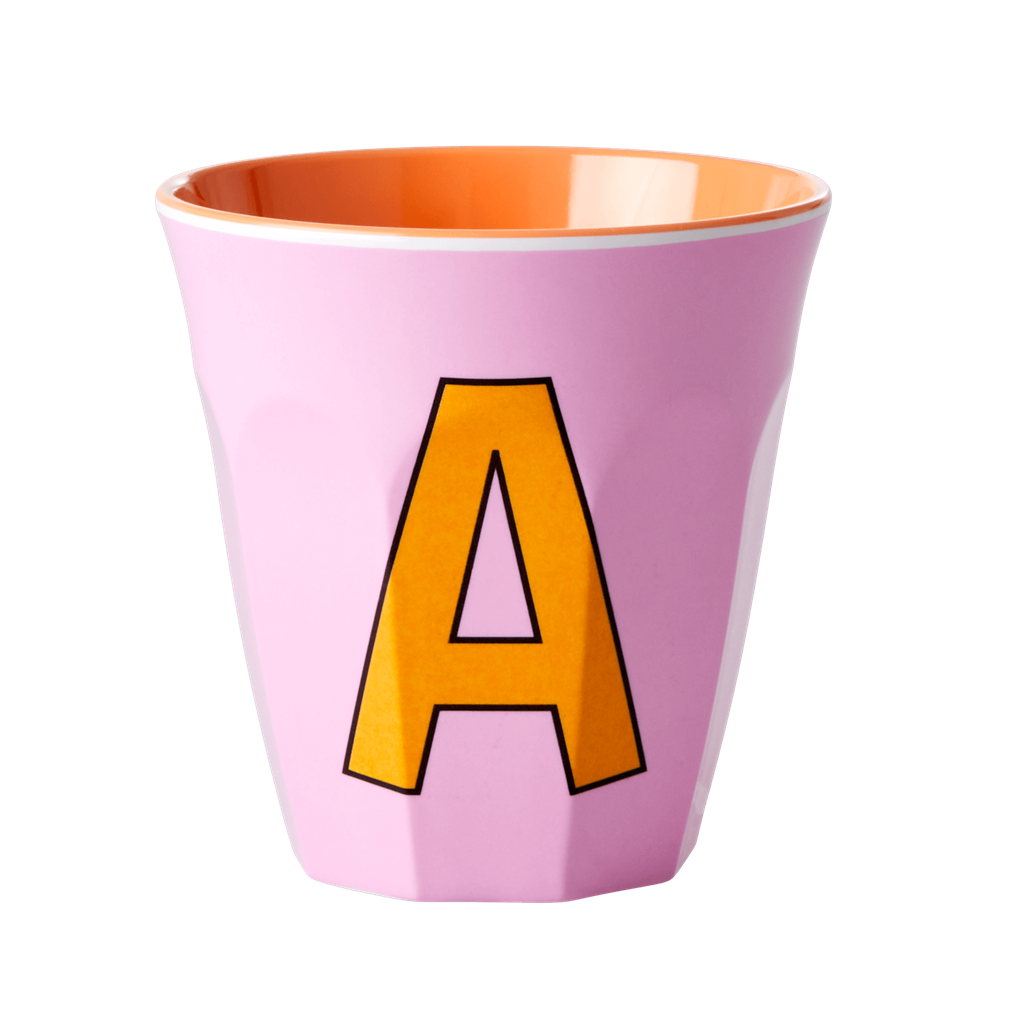 Cup Medium with Alphabet in Pinkish Colors Letter A