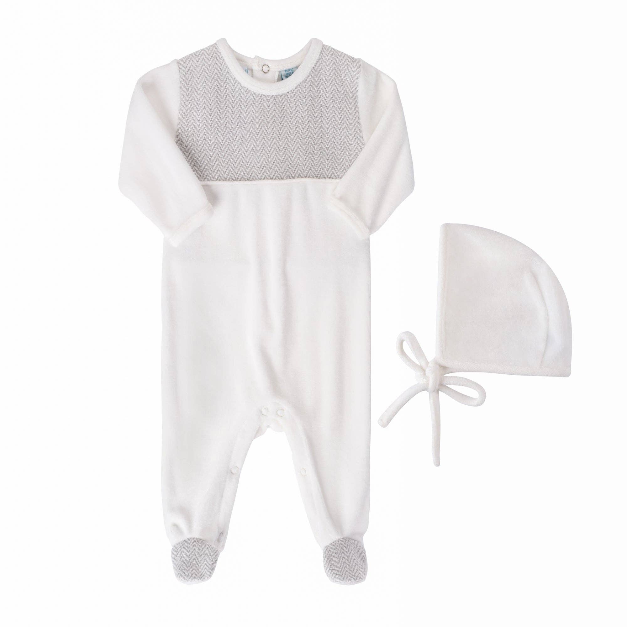 Blue Chevron Velour Romper