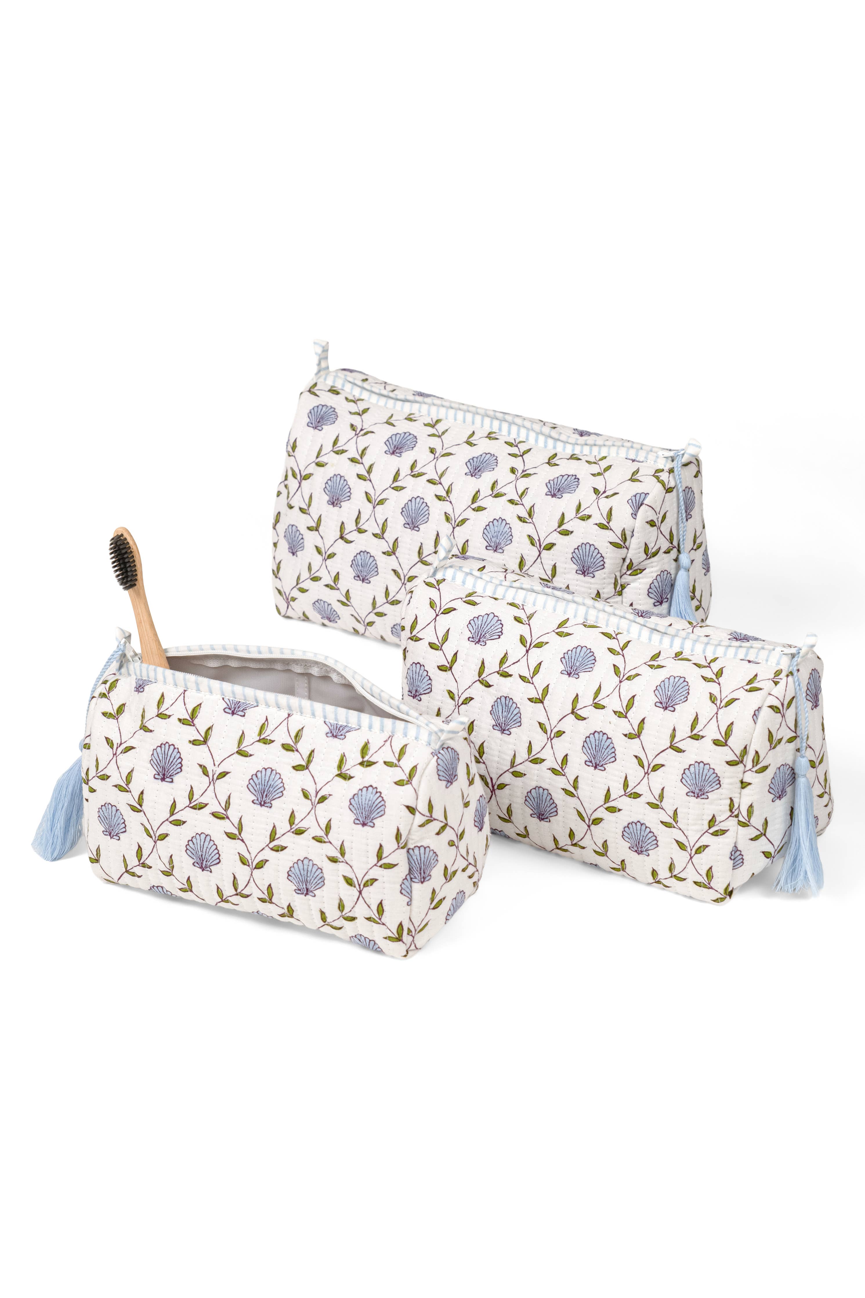 Seashell Blockprint Makeup Bag