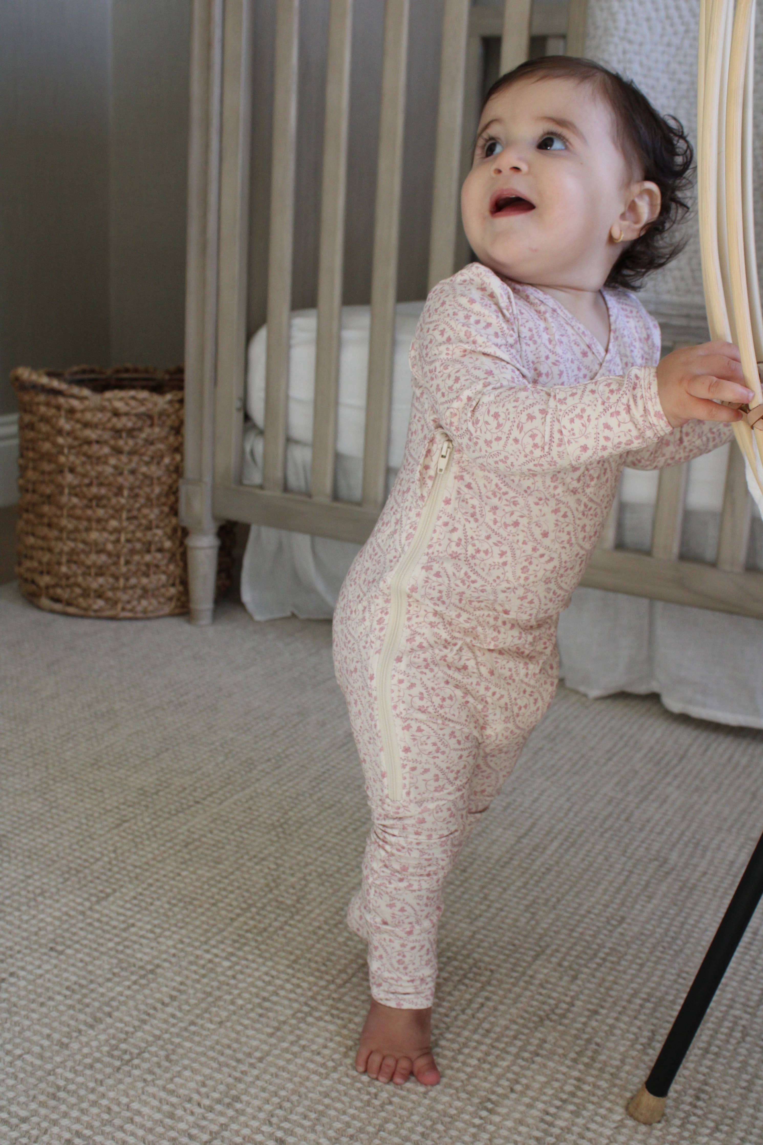 Mauve Heirloom Vine Bamboo Wrap Footie