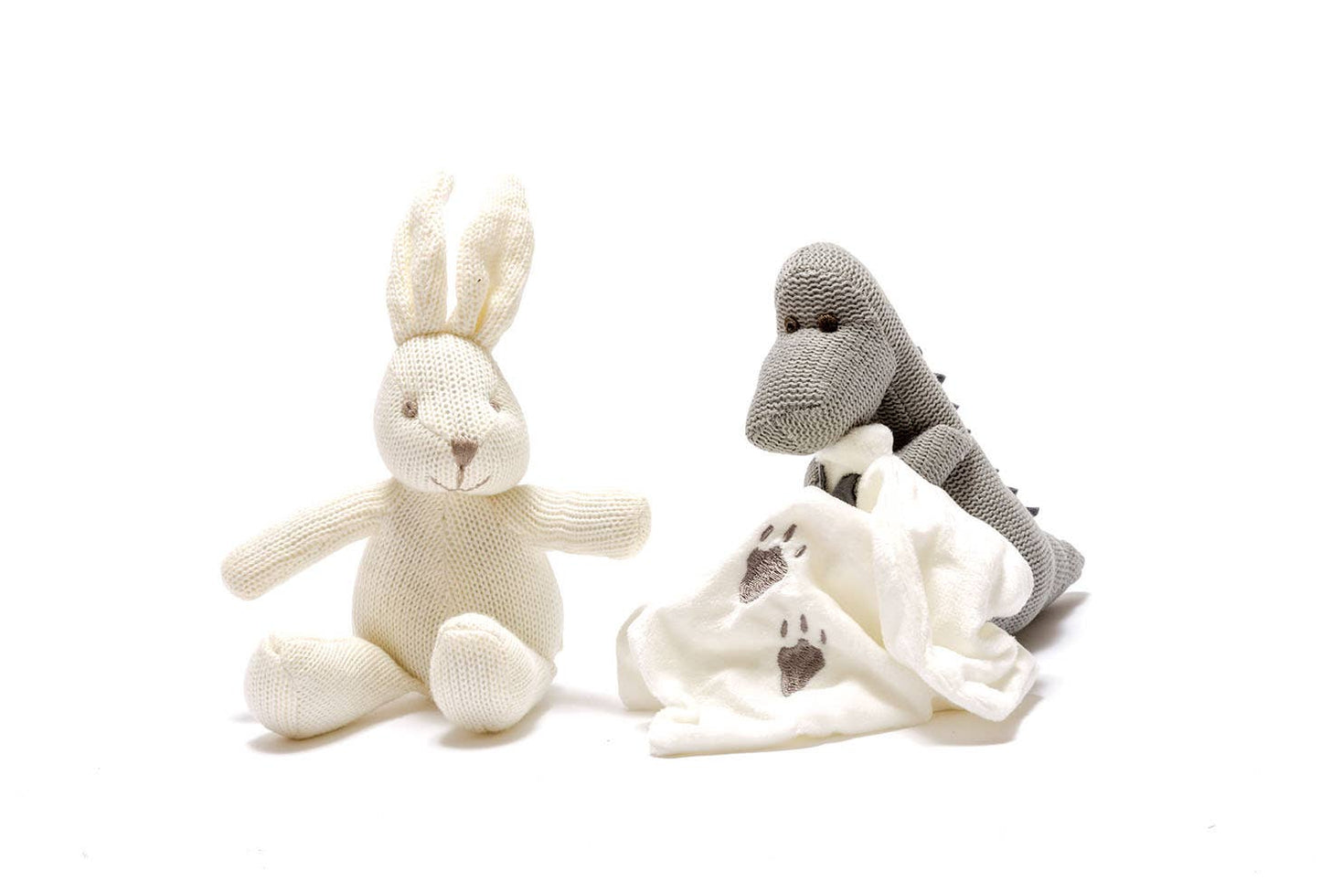 Knitted Organic Cotton White Bunny Baby Rattle