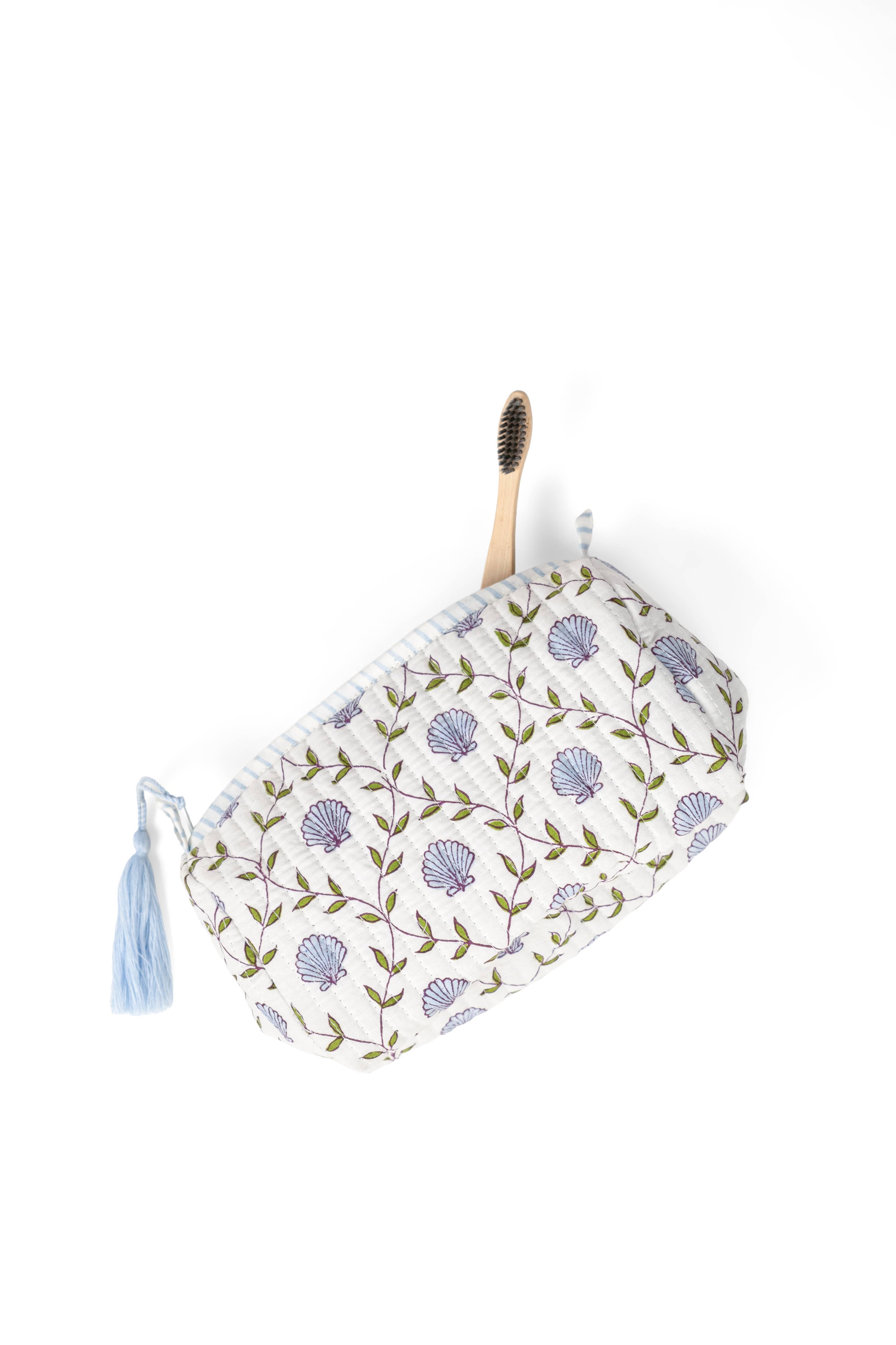 Seashell Blockprint Makeup Bag