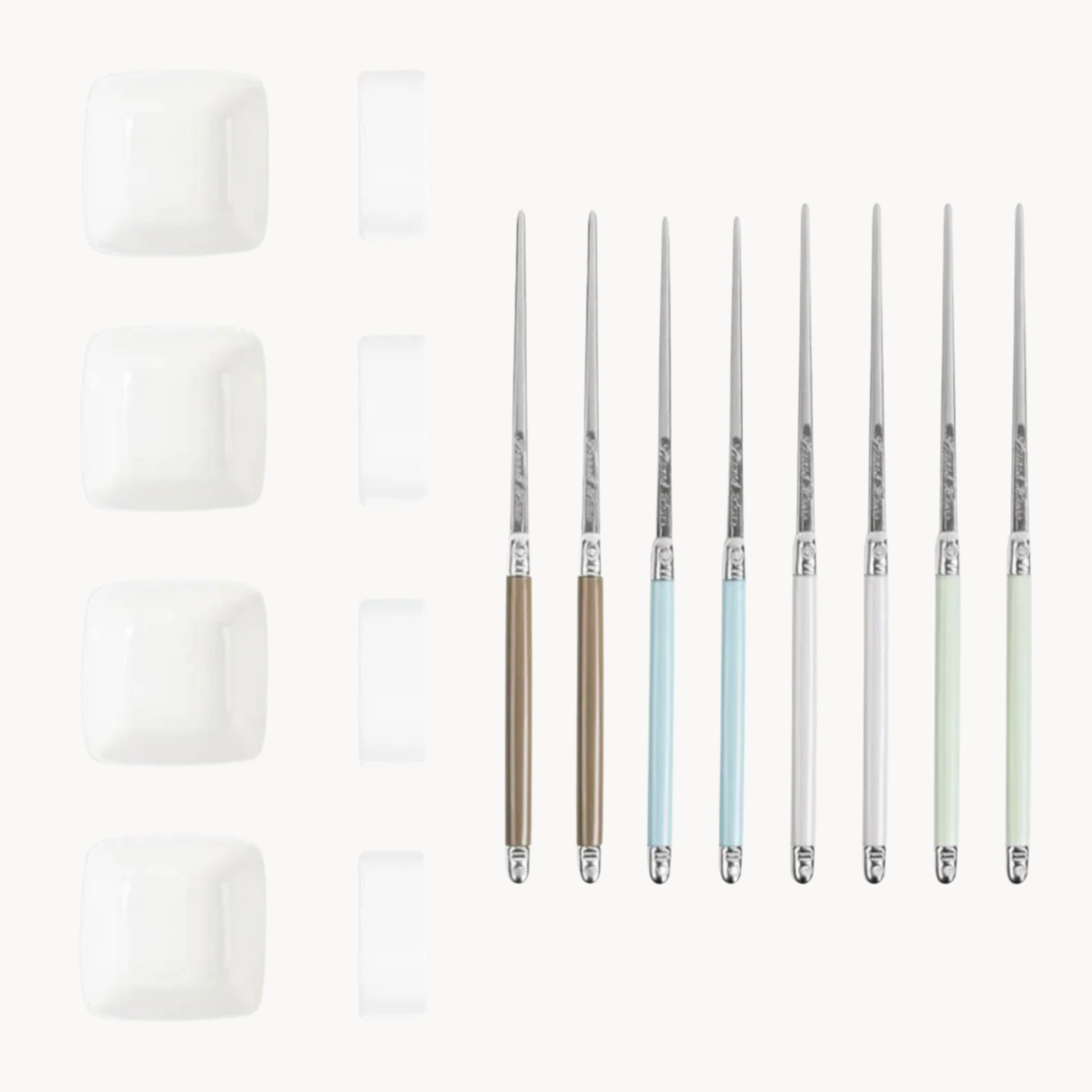 mother of pearl chopsticks with ceramic bowls set featuring iridescent detail and minimalist dining style