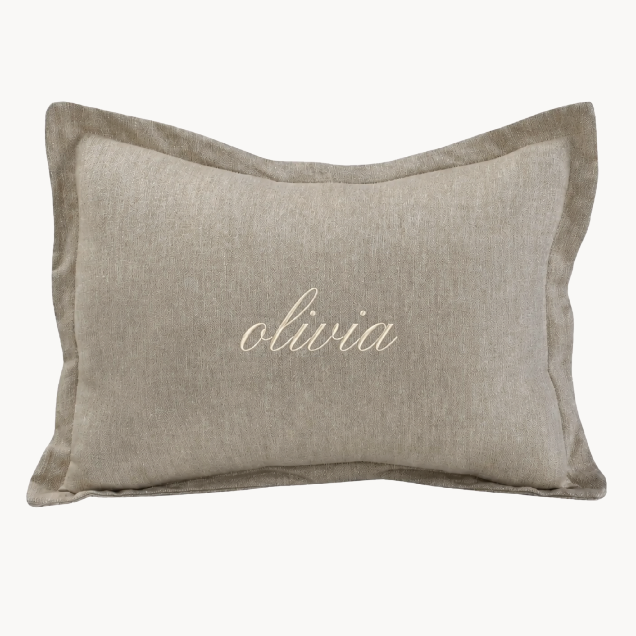 Personalized linen embroidered baby pillow 