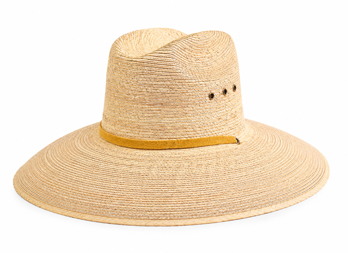 Wide brim raffia rancher hat with leather band detail for sun protection