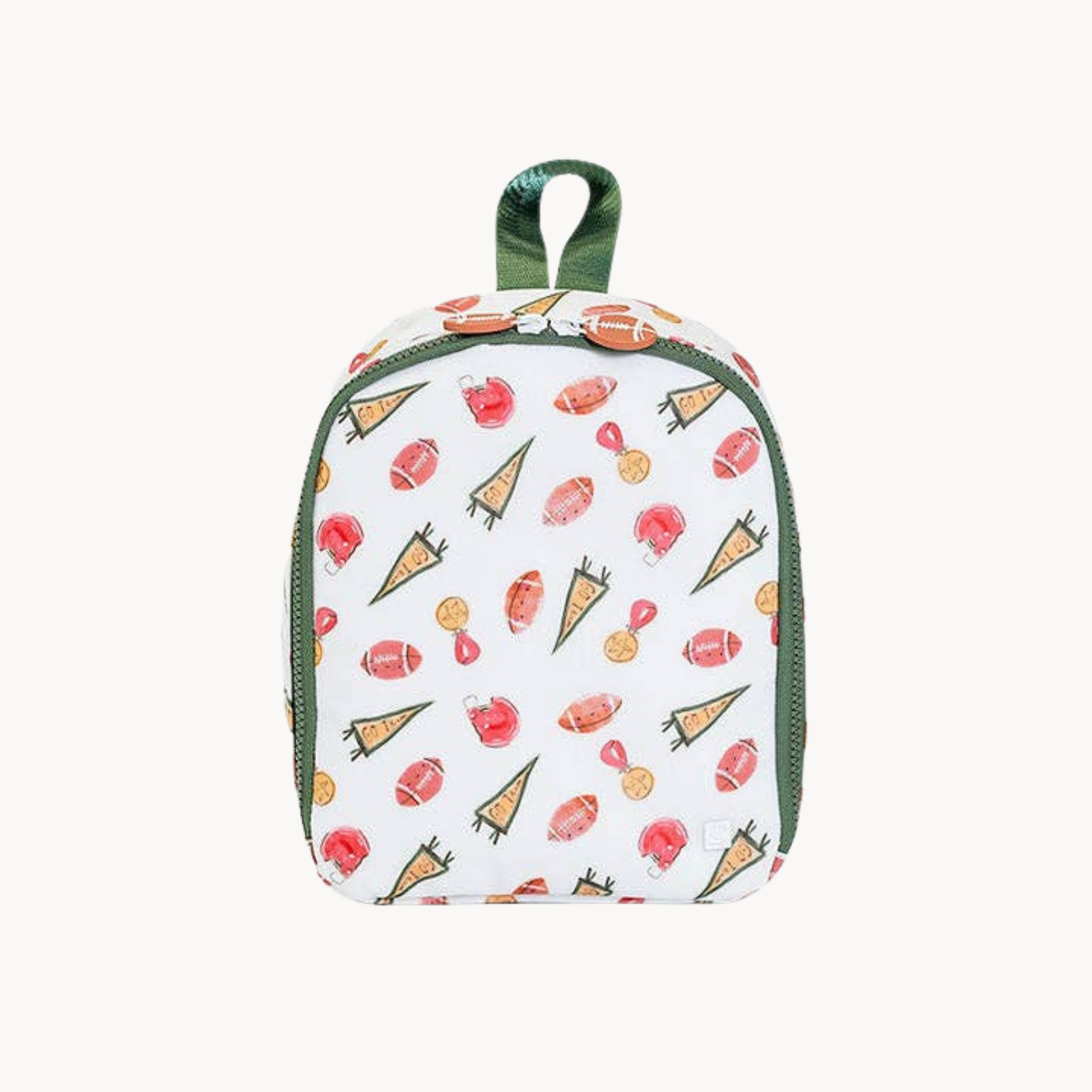touchdown print insulated lunch bag with wipeable exterior and zip closure for kids