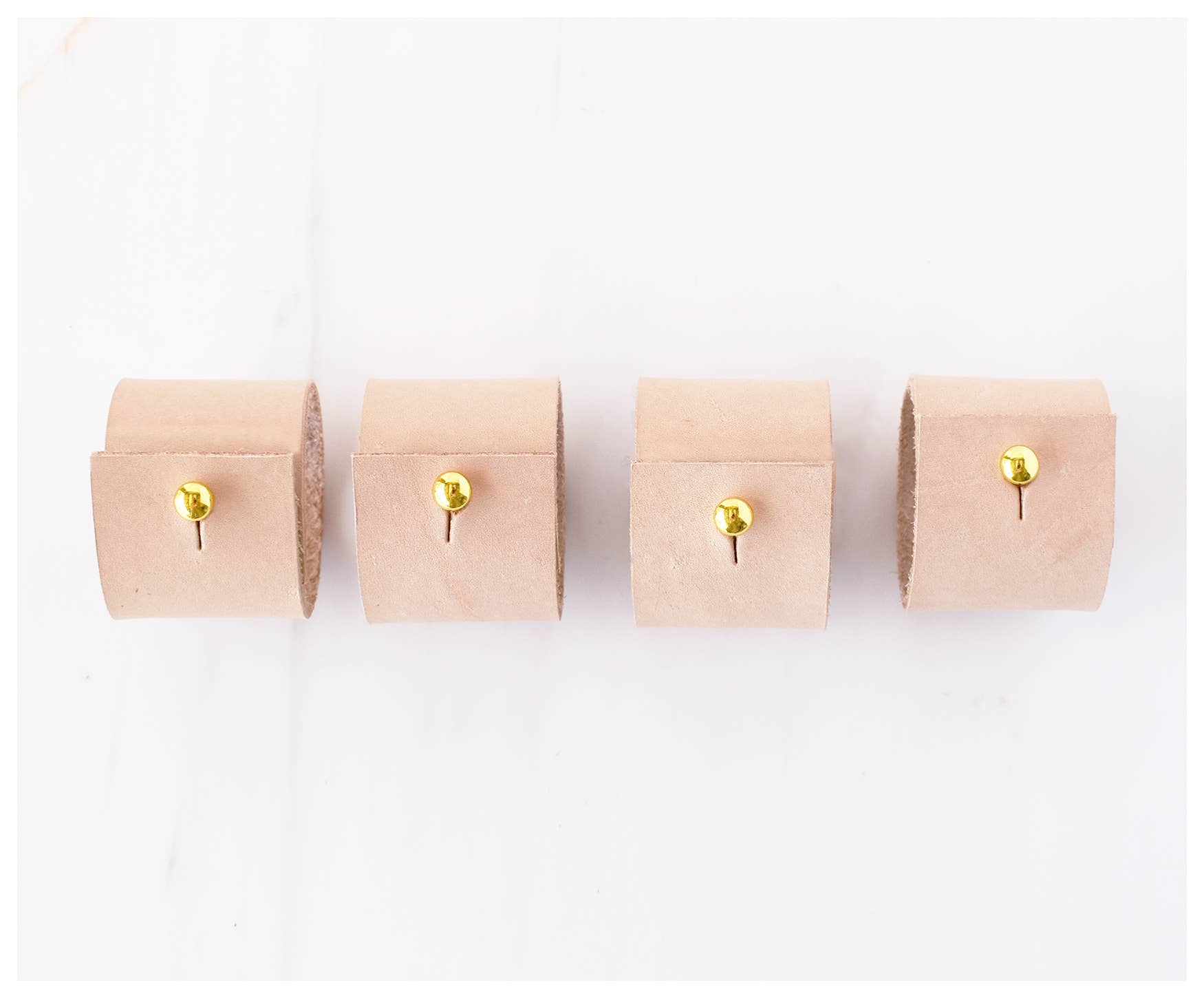 Nude Leather Napkin Rings - Set of 4
